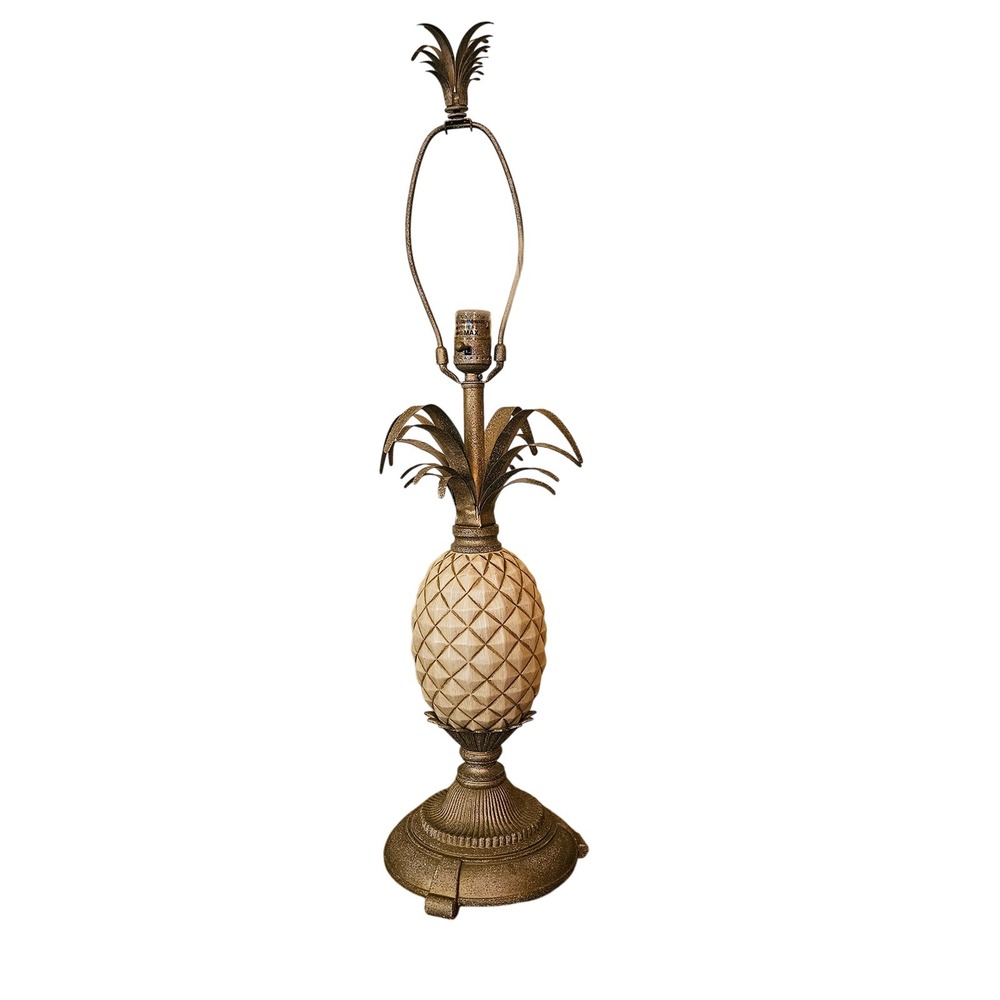 Vintage Quoizel Pineapple Table Lamp Base 2002 Resin Distressed Faux Stone